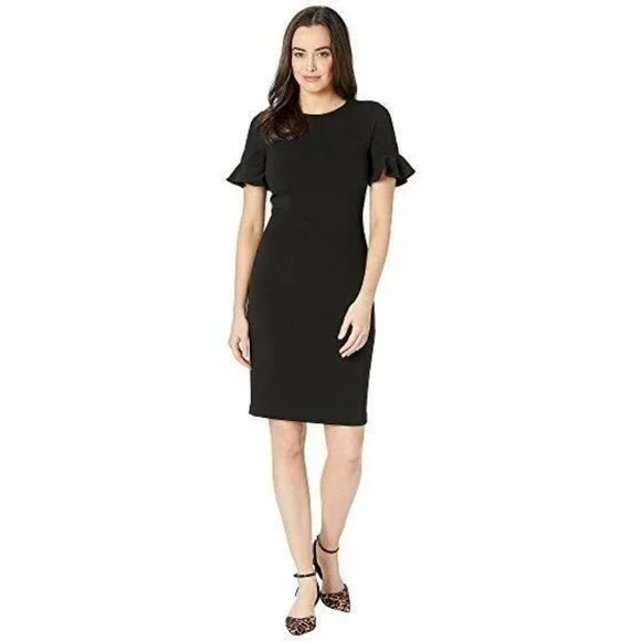 Calvin Klein | Dresses | Calvin Klein Womens Exquisite Black Short Flutter  Sleeves Sheath Dress Nwt | Poshmark